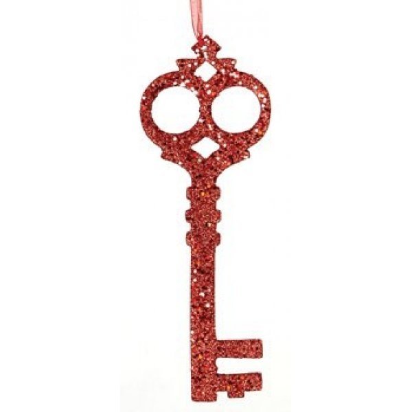 Χριστουγεννιάτικο Κρεμαστό Κλειδί, Κόκκινο με Στρας (20cm)